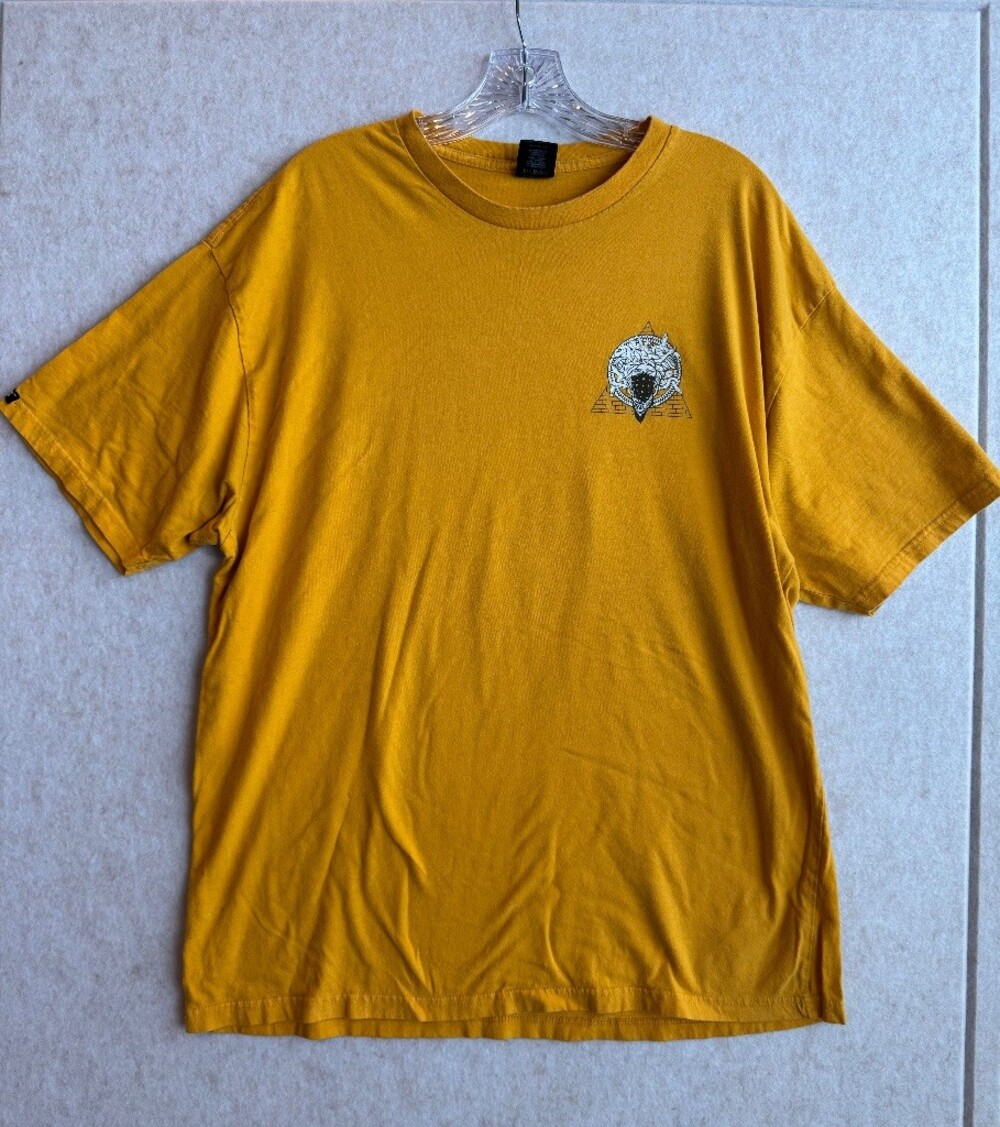 Crooks & Castles Men XL Mustard Yellow Medusa Bandana Graphic T Shirt Streetwear